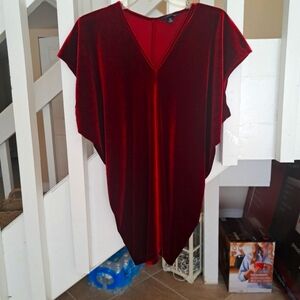 Beautiful Lands End Velvet Stretch Top EUC sz M Gorgeous Burgandy  Red